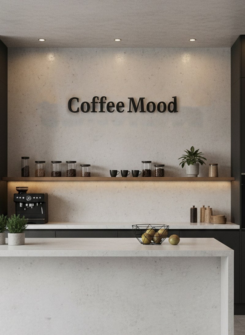 لوحة أكريليك بلاصق خلفي مصممة بالليزر على شكل عبارة إنجليزية عن القهوة - Image 3
