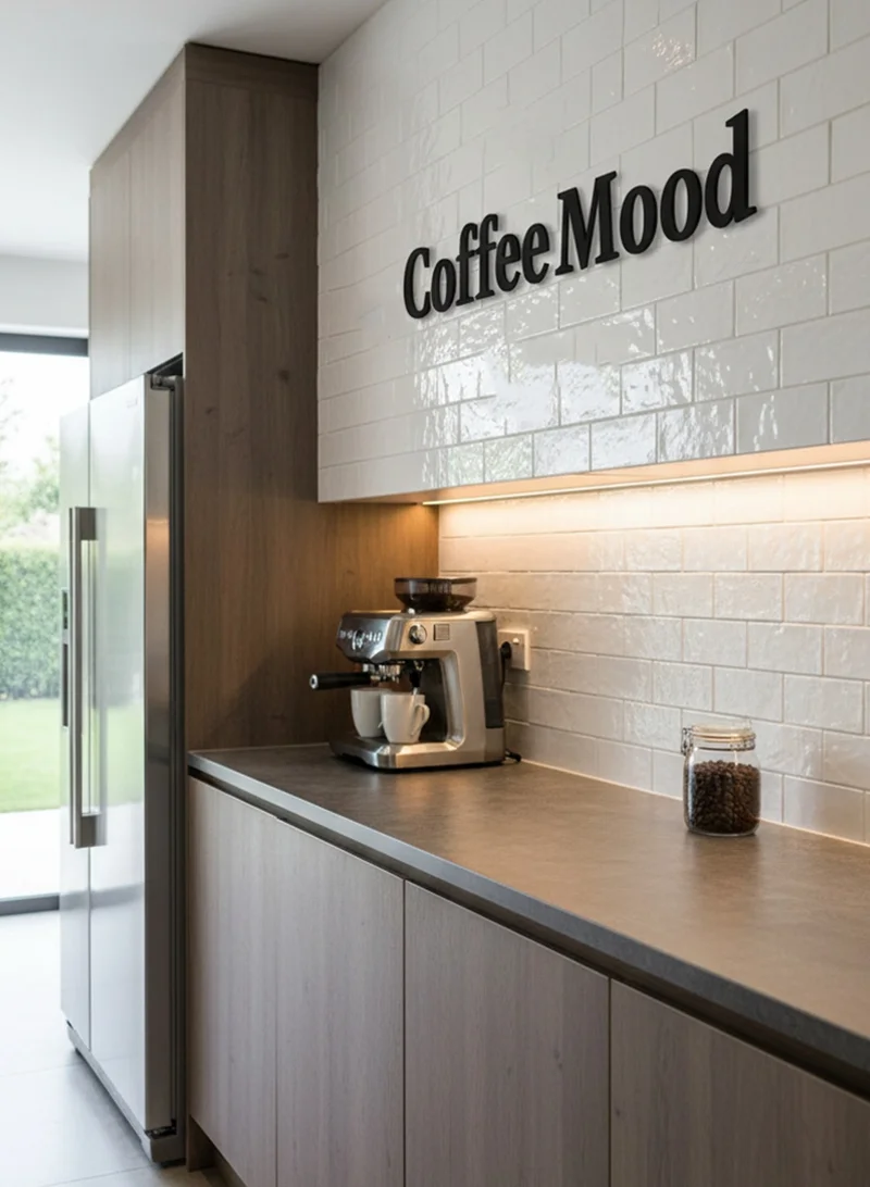 لوحة لوحة أكريليك بلاصق خلفي مصممة بالليزر على شكل عبارة إنجليزية عن القهوة