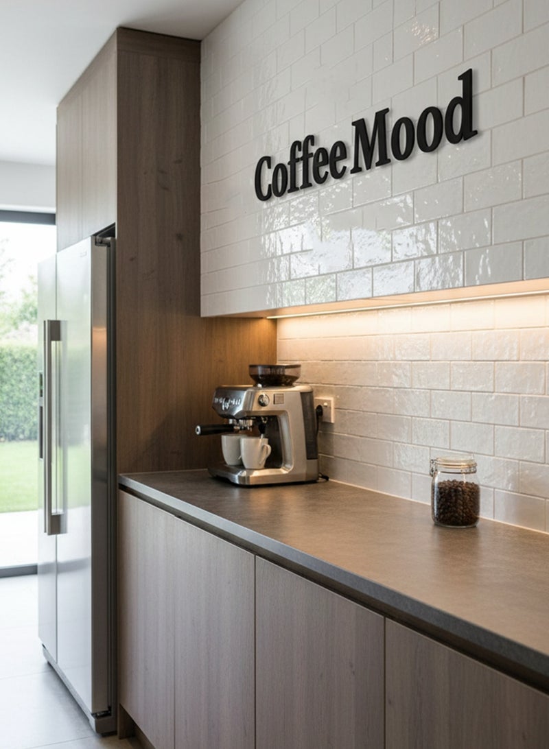 لوحة أكريليك بلاصق خلفي مصممة بالليزر على شكل عبارة إنجليزية عن القهوة - Image 2