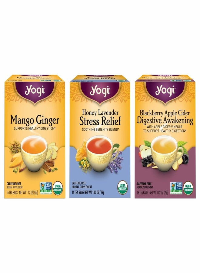 Yogi Tea Iced Tea Variety Pack - 16 Bags per Pack (3 Packs) - Organic Sampler - Includes Mango Ginger, Blackberry Apple Cider Digestive Awakening & Honey Lavender Stress Relief - Image 1