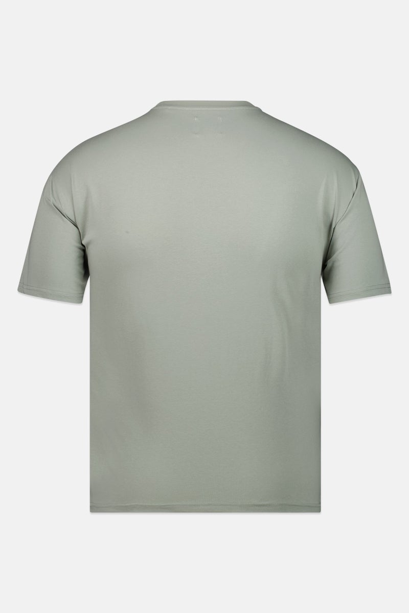 Fudo Men Crew Neck Short Sleeve Embossed Logo T-Shirt, Sage Green - Image 2