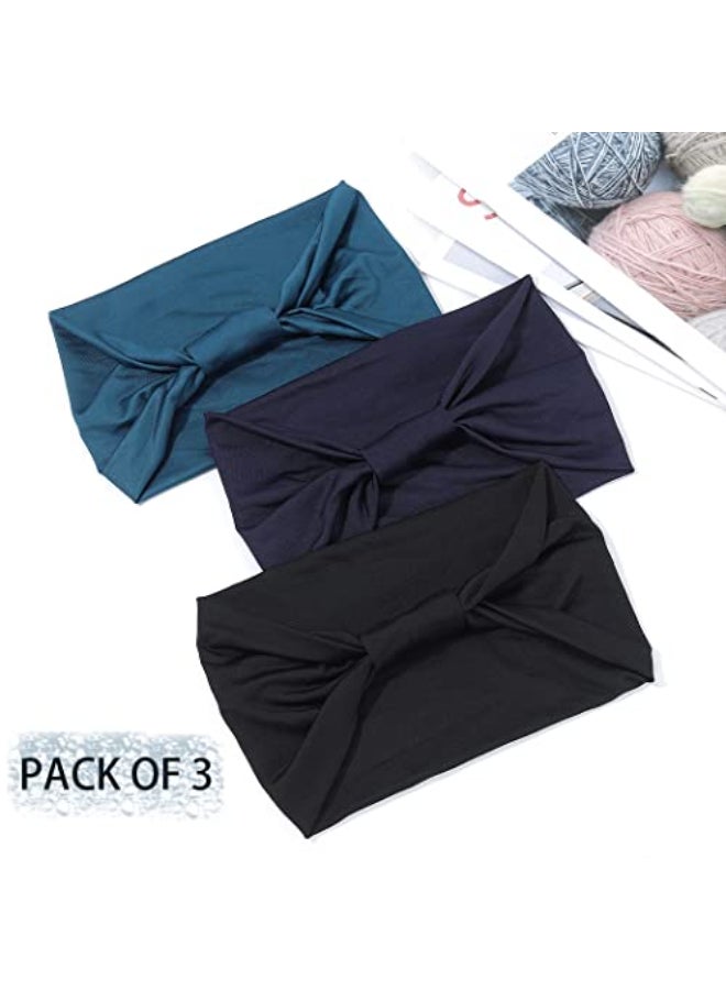 GORTIN Boho Wide Headbands Hair Bands Knoted Turban Headband Stretch Twist Head Wraps Hair Accessories for Women XSolid Color Set 2 - Image 4