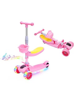 Generic Boys and Girls' Game Children's Pedal Scooters with 4 Adjustable Height Flash Wheels, Ultra Wide Deck, Children's Game Scooters and Toddler Scooters  - Image 1