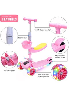 Generic Boys and Girls' Game Children's Pedal Scooters with 4 Adjustable Height Flash Wheels, Ultra Wide Deck, Children's Game Scooters and Toddler Scooters  - Image 4