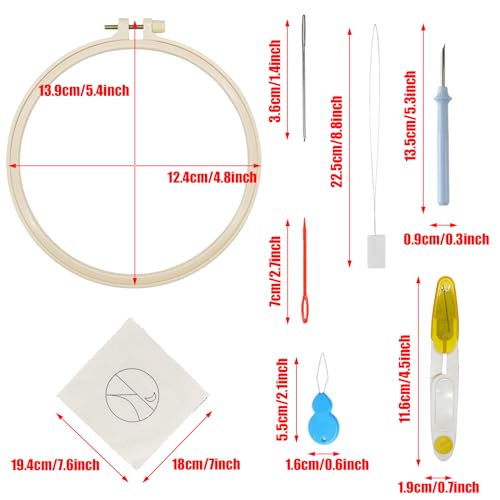 Allazone 6 PCS Punch Needle Coaster Kit with Landscape Patterns Yarns Tools, Felt Embroidery Hoop for DIY Craft - Image 2