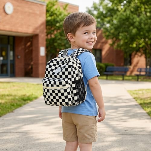 STEAMEDBUN Corduroy Toddler Backpack for Boys Girls 24 Kids Preschool Backpack for Kindergarten Checkered - Image 3