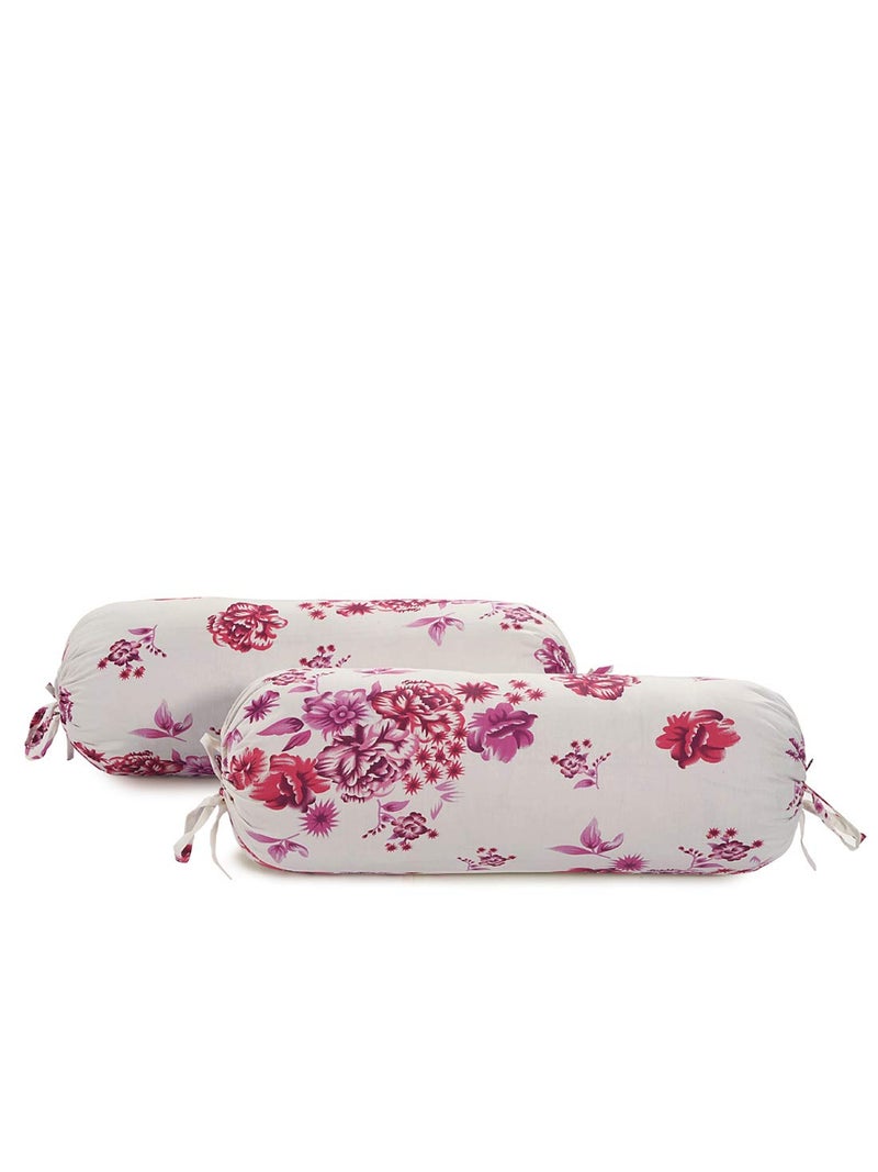 Swayam Set of 2 Pure Cotton Bolster Cover | 30x30 Inch | Soft Breathable Masnad Cover 160TC | Durable & Washable | Floral Print Bolster Cover for Diwan, Bed & Sofa - Blue & White - Image 5