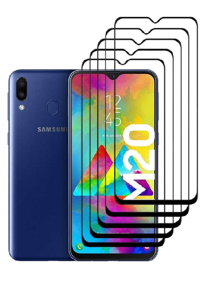 AINA 5 Pieces Tempered Glass Screen Protector 5D Designed For Samsung Galaxy M20 Full Glue Edge to Edge Full Screen Coverage And Bubble Free - Image 1