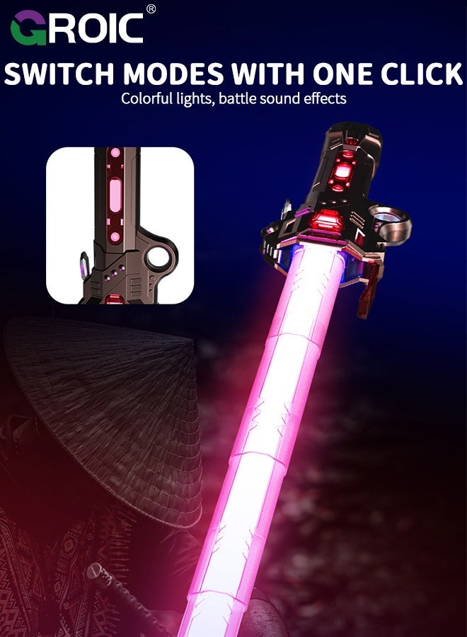 GROIC Light Saber, 1 Pack Lightsabers Sword for Kids with FX Sound & 24 Colors, 2 In1 LED Lightsaber Toy, Retractable Lightsabers, Dress Up Party Gift, Birthday Gift Toys Star Wars Lightsabers - Image 3