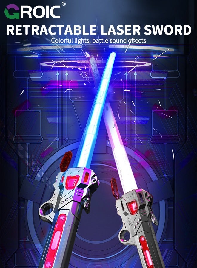 GROIC Light Saber, 1 Pack Lightsabers Sword for Kids with FX Sound & 24 Colors, 2 In1 LED Lightsaber Toy, Retractable Lightsabers, Dress Up Party Gift, Birthday Gift Toys Star Wars Lightsabers - Image 2