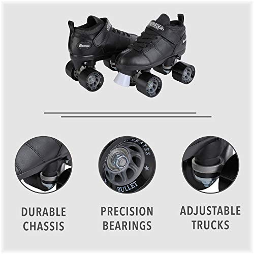 Chicago Skates Bullet Speed Quad Roller Skates – Durable, Top Performance Indoor/Outdoor Youth Skate Shoes for Kids, Boys & Girls Beginner 62mm Urethane Wheels & Low-Cut Ankle Boots for Agility 7-12 - Image 4