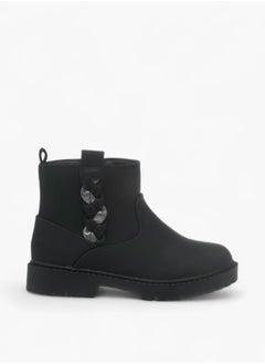 JUNIORS Girls Braid Detail Boots With Zip Closure And Pull Tabs  - Image 3