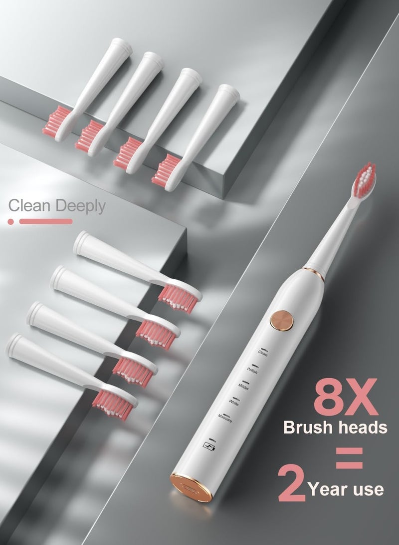 general High Vibration 40000VPM Sonic Electric Toothbrush for Adults with Timer Dupont Brush Heads Ultra Whitening 5-Modes,White - Image 2
