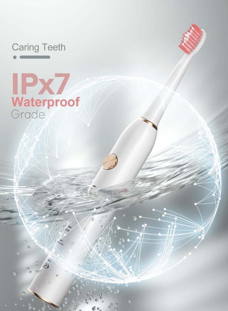 general High Vibration 40000VPM Sonic Electric Toothbrush for Adults with Timer Dupont Brush Heads Ultra Whitening 5-Modes,White - Image 3