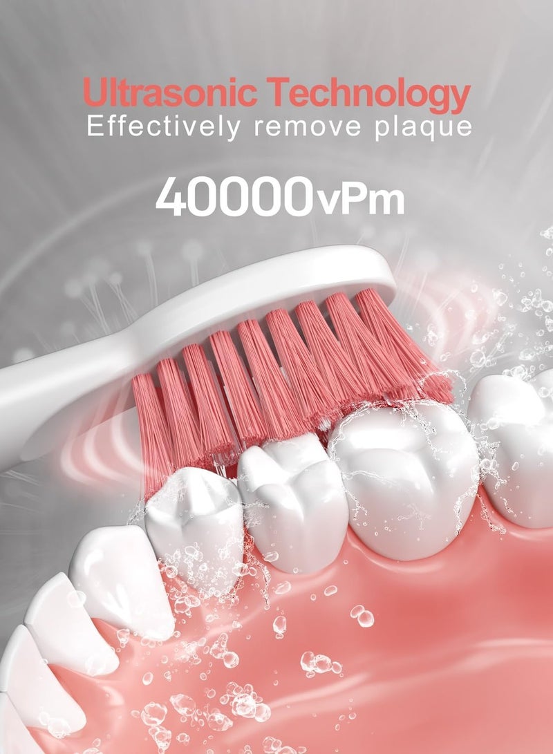 general High Vibration 40000VPM Sonic Electric Toothbrush for Adults with Timer Dupont Brush Heads Ultra Whitening 5-Modes,White - Image 4