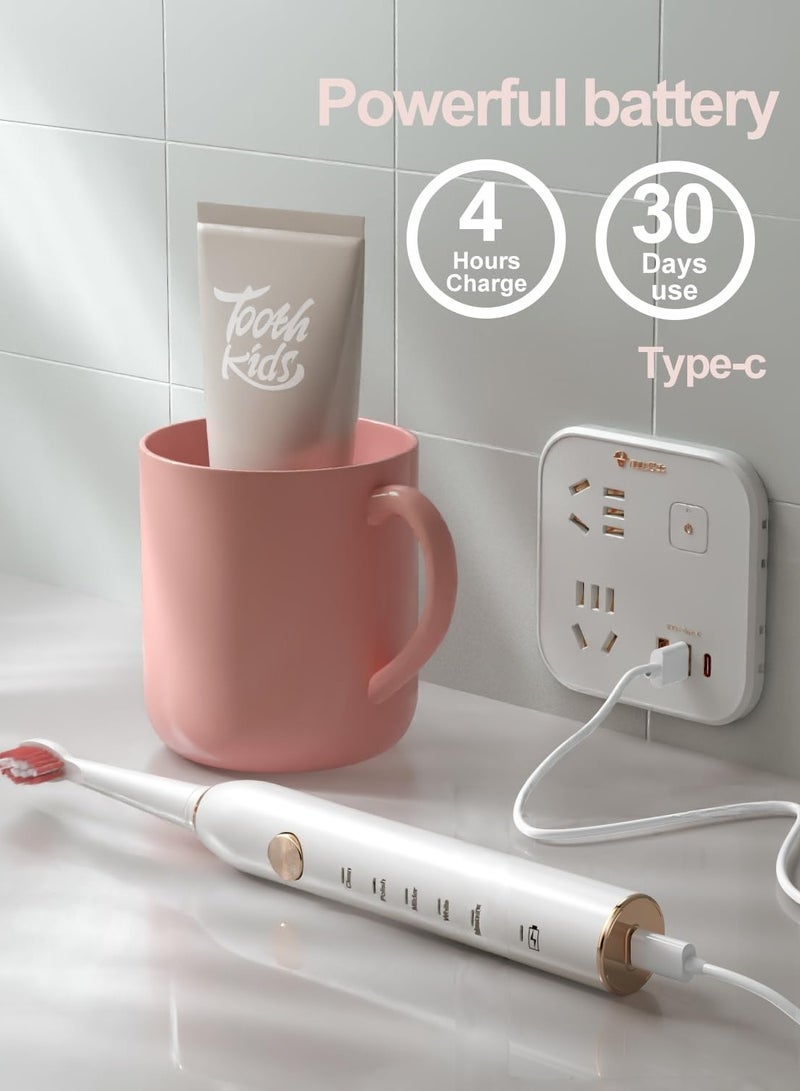 general High Vibration 40000VPM Sonic Electric Toothbrush for Adults with Timer Dupont Brush Heads Ultra Whitening 5-Modes,White - Image 5