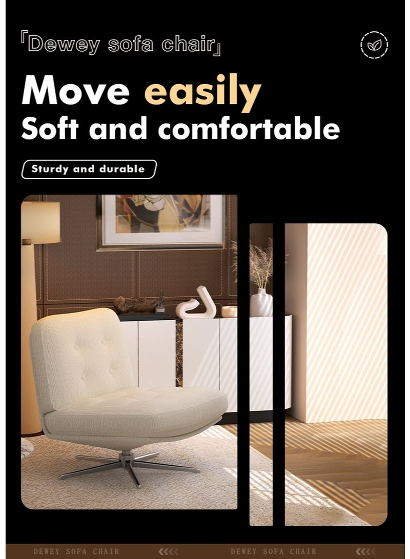Modern Swivel Accent Chair, Ergonomic Linen Fabric Armchair with Steel Base for Living Room Bedroom - Image 3