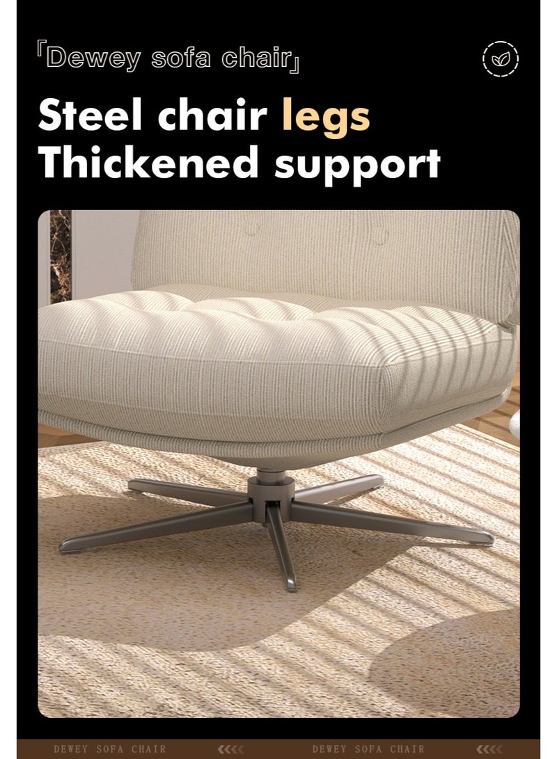 Modern Swivel Accent Chair, Ergonomic Linen Fabric Armchair with Steel Base for Living Room Bedroom - Image 5