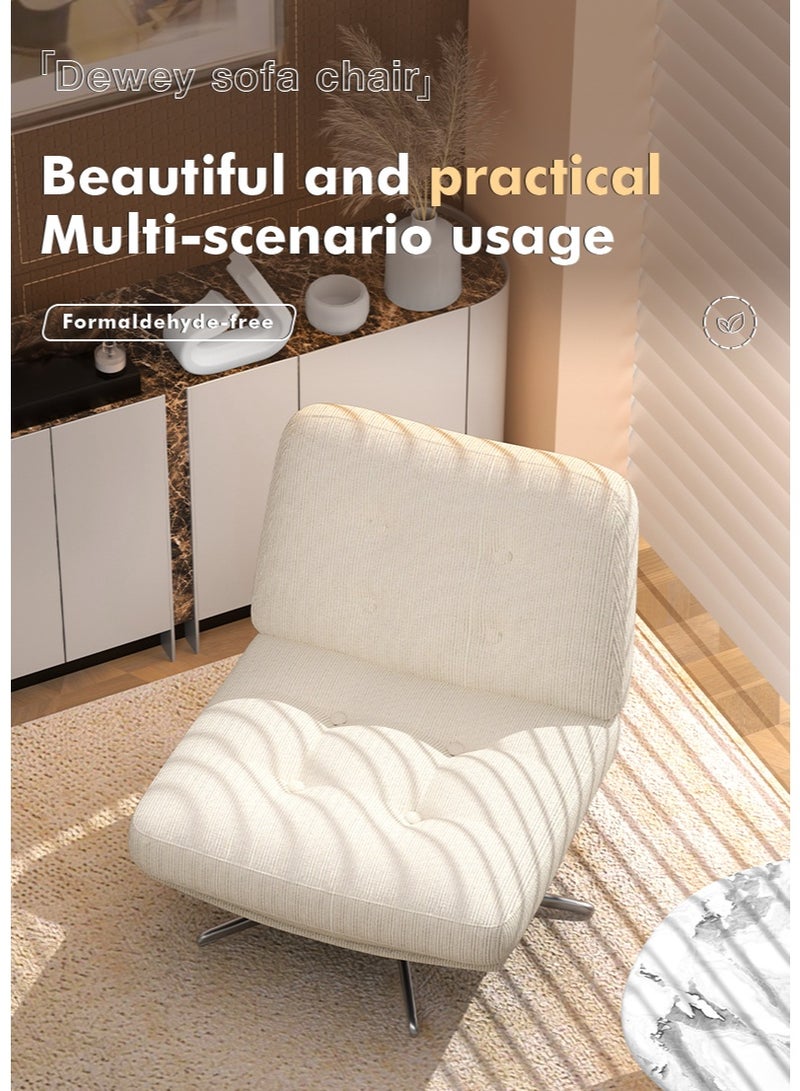 Modern Swivel Accent Chair, Ergonomic Linen Fabric Armchair with Steel Base for Living Room Bedroom - Image 2