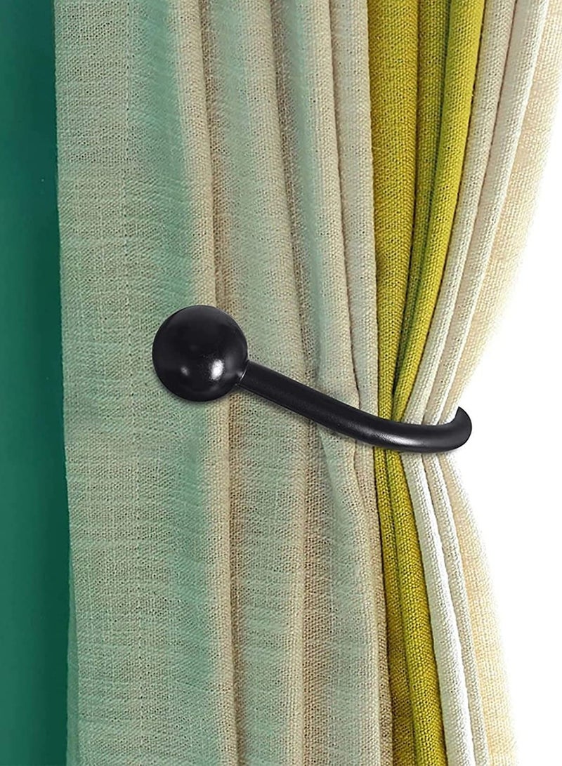 KASTWAVE Curtain Holdback, 2pcs Wall Mounted Drapery Tiebacks with Screws, Heavy Duty Metal Decorative Window Drapery Holder Curtain Hook with Screws, Black  - Image 4