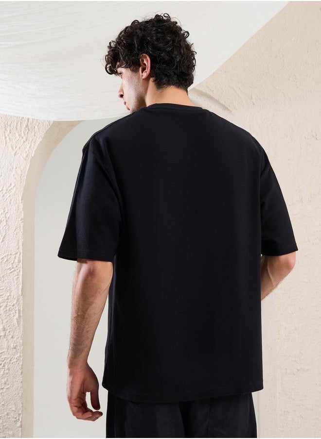 Styli Slogan Embroidered Dropped Shoulder Oversized T-Shirt  - Image 5