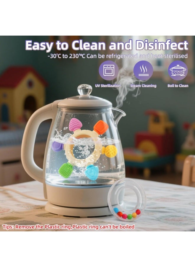 general Baby Teething Rings Toys for 0-6 6-12 Months Baby Rattle Teether Sensory Toys for Babies 0-24Months Silicone Teether Relief Chew Soothing Sore Gums for Newborn Infant Essentials BPA Free - Image 4