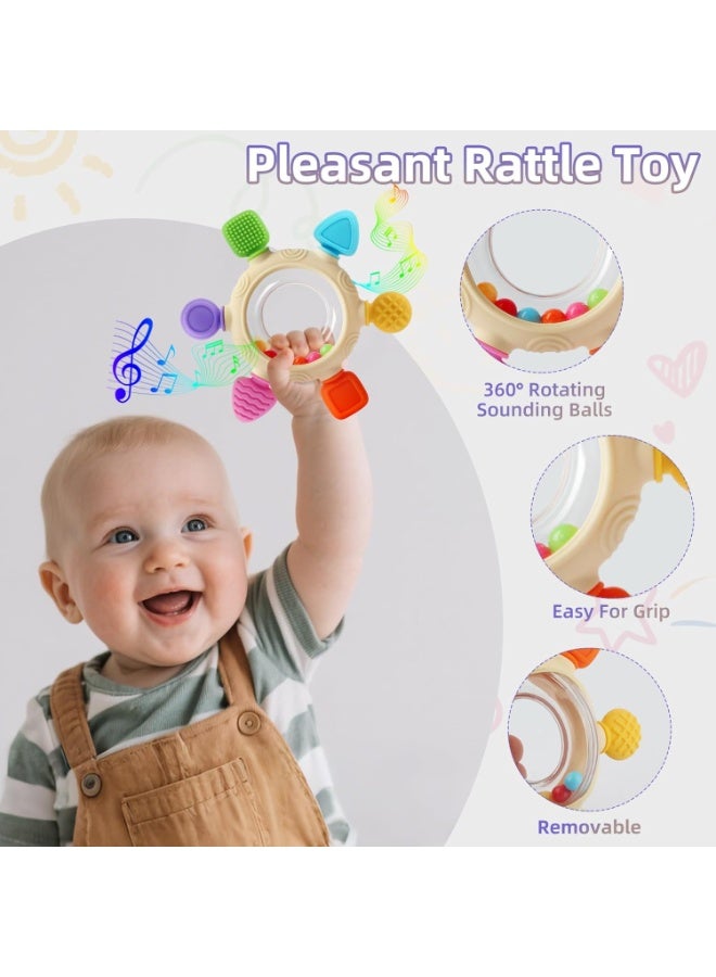 general Baby Teething Rings Toys for 0-6 6-12 Months Baby Rattle Teether Sensory Toys for Babies 0-24Months Silicone Teether Relief Chew Soothing Sore Gums for Newborn Infant Essentials BPA Free - Image 3