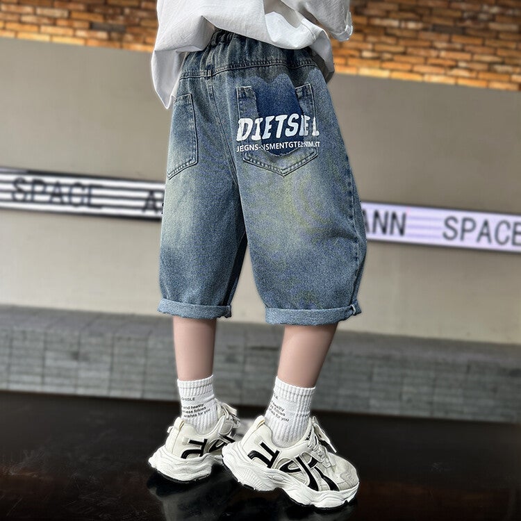 Boys' Denim Shorts Summer Korean Style Medium And Large Kidsren'S Five-Point Pants Kidsren'S Comfortable Thin Medium Pants Summer Wear - Image 4