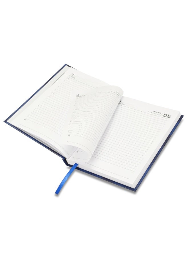 FIS 2026 Diary, A5 Size Diary(148x210mm), Hard Cover Vinyl Materials, Saturday & Sunday Combined, English, 60gsm White Paper, Blue-FSDI90E26BL - Image 5