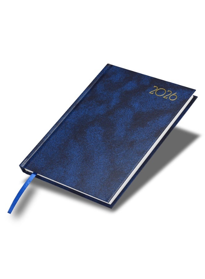 FIS 2026 Diary, A5 Size Diary(148x210mm), Hard Cover Vinyl Materials, Saturday & Sunday Combined, English, 60gsm White Paper, Blue-FSDI90E26BL - Image 1