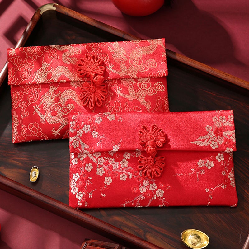 Red Envelopes Chinese Style Wedding Greeting Card Holder Red Brocade 18X10.5CM Money Holder 2Pack - Image 5