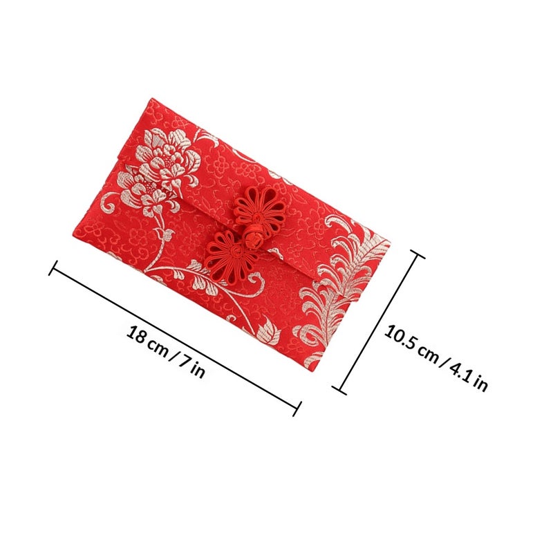 Red Envelopes Chinese Style Wedding Greeting Card Holder Red Brocade 18X10.5CM Money Holder 2Pack - Image 2