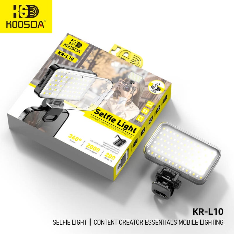 KOOSDA KR-L10 2000mAh Selfie Light – Ultimate 360° Mobile Lighting for Content Creators - Image 3