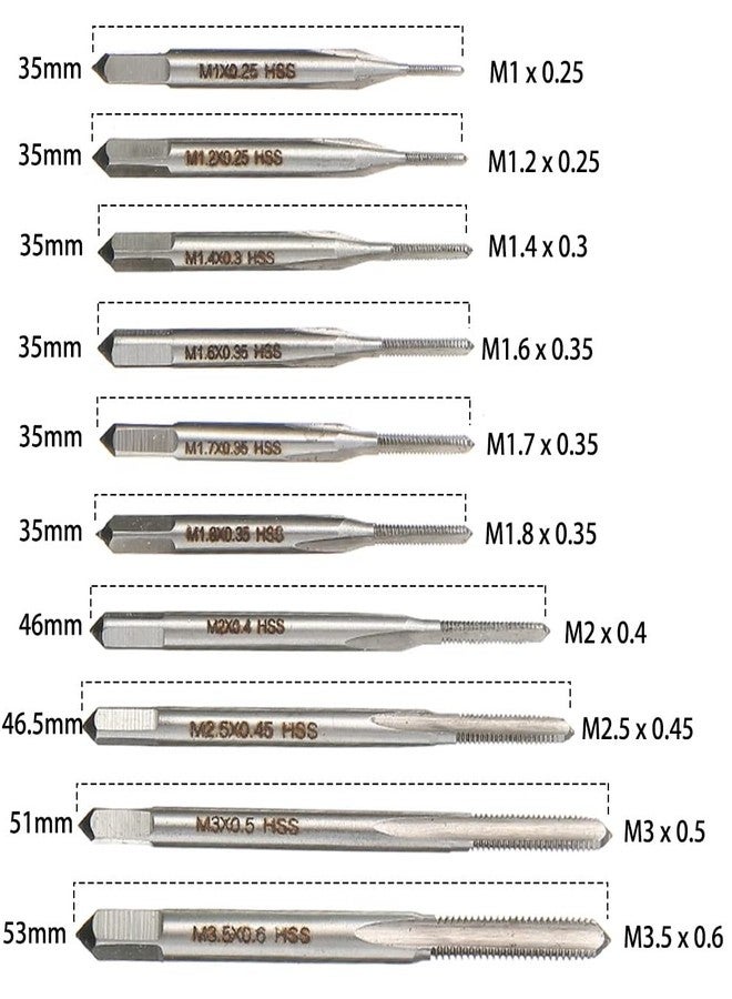 Saipe 10pcs Micro Taps Bit Small Hand Screw Thread Taps M1-M3.5 HSS Mini Metric Plug Tap Screw Tap Drill Tap Drill Set Tapping tool with Adjustable Tap Wrench 1/16-1/4'' - Image 4