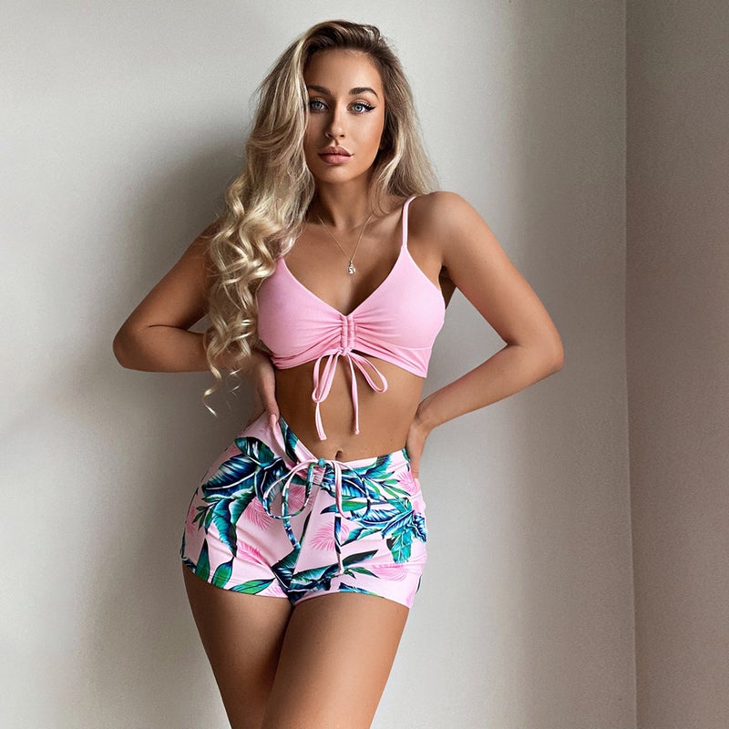 Swimming River 2022 Printed Split High Waist Flat Angle Slim Swimsuit Bikini Bikini - Image 1