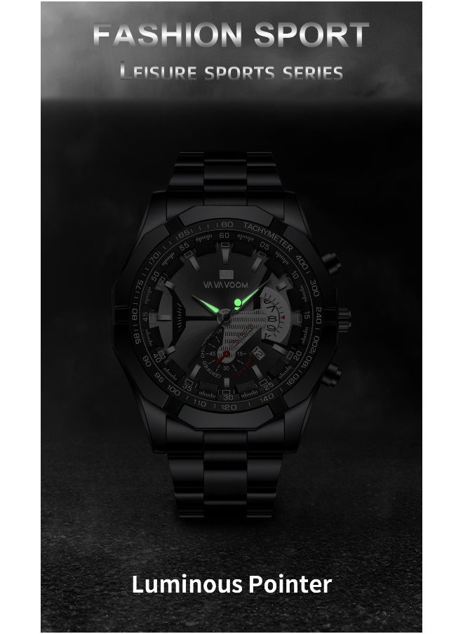 Generic - Waterproof Men's Luminous Quartz Sports Watch with Steel Band - Image 1