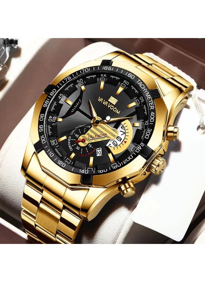 Generic - Waterproof Men's Luminous Quartz Sports Watch with Steel Band - Image 1