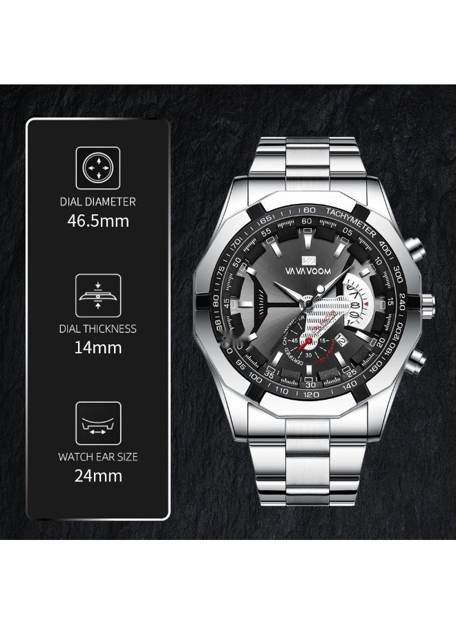 Generic - Waterproof Men's Luminous Quartz Sports Watch with Steel Band - Image 1