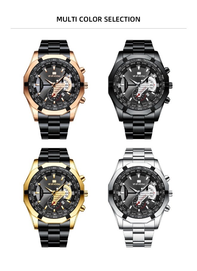 Generic - Waterproof Men's Luminous Quartz Sports Watch with Steel Band - Image 1