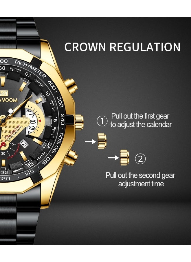 Generic - Waterproof Men's Luminous Quartz Sports Watch with Steel Band - Image 1