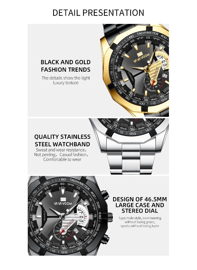 Generic - Waterproof Men's Luminous Quartz Sports Watch with Steel Band - Image 1