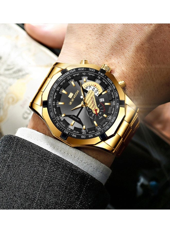 Generic - Waterproof Men's Luminous Quartz Sports Watch with Steel Band - Image 1