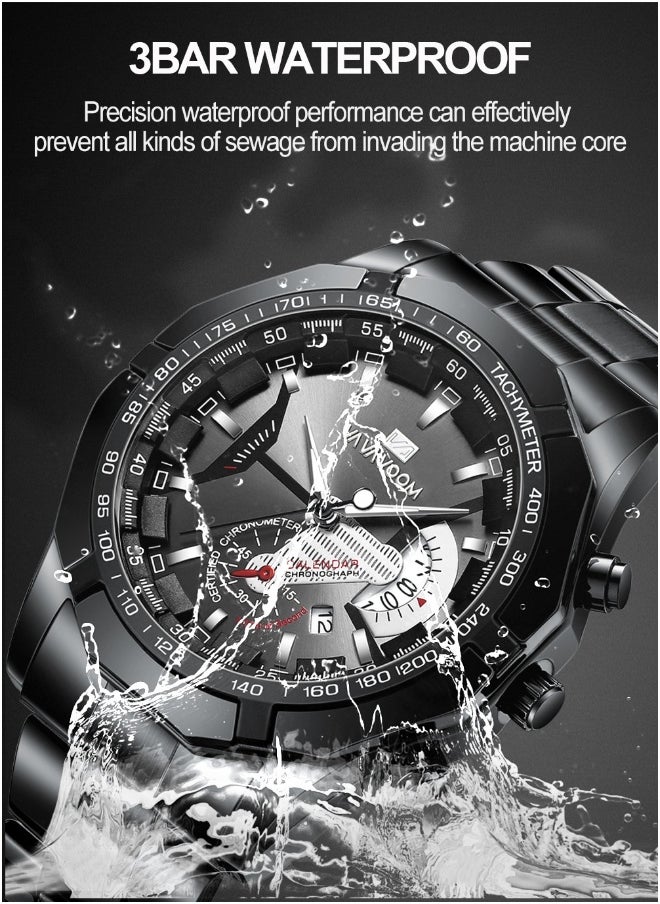 Generic - Waterproof Men's Luminous Quartz Sports Watch with Steel Band - Image 1