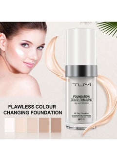 god blomster Tlm Colour Changing Foundation Flawless Color Changing Foundation Makeup Base Moisturizing Liquid Foundation For Women Girls Spf15 Sunscreen Nongreasy Nonmarking Long Lasting(2Pack)  - Image 2