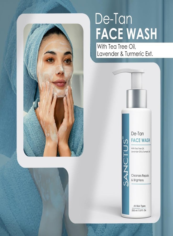 SANCTUS D-TAN Face Wash - Tan Removal & Skin Brightening - Oil Control & Skin Repair Formula - Paraben & SLS Free- Best Organic Face wash for TAN Control & Darkspot Reduction - 200ml - Image 2