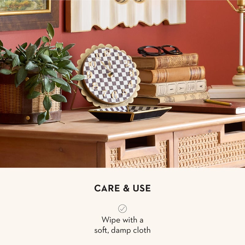 mackenzie childs MACKENZIE-CHILDS Glass Tray, Decorative Bathroom Counter Tray, Small, Black-and-White Courtly Check - Image 4