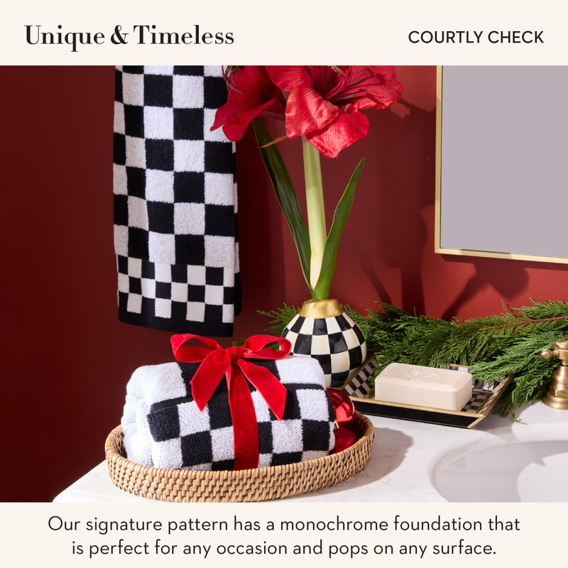 mackenzie childs MACKENZIE-CHILDS Glass Tray, Decorative Bathroom Counter Tray, Small, Black-and-White Courtly Check - Image 2