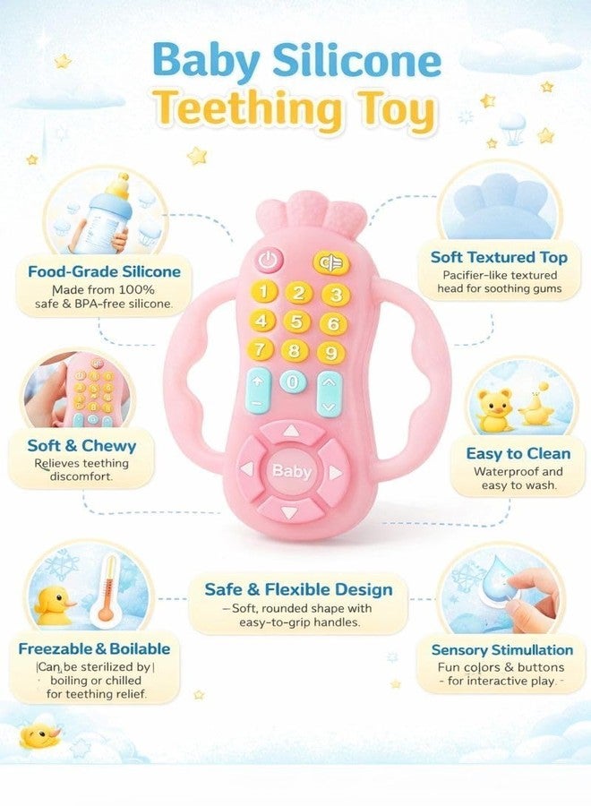 SADRUCHI Silicone & Wooden Baby Teether for 3+ Months, BPA-Free Food Grade Teething Toy with Wooden Ring, Soft Gum Soothing Chew Toy for Infants, Newborn Babies Boys & Girls (Teether Toy Pink) - Image 4