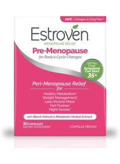 Estroven Pre-Menopause Relief, 30 Ct, Clinically Proven Ingredients, Provides Menopause Relief Plus Night Sweats & Hot Flash Relief, Drug-Free Or Estrogen Free  - Image 1