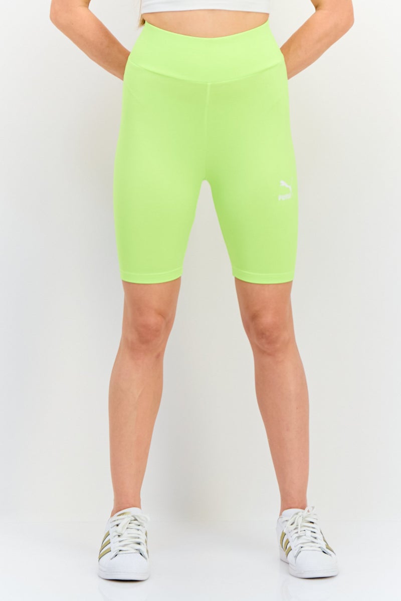 PUMA Women Sportswear Fit Brand Logo Training Shorts, Lime Green - Image 1